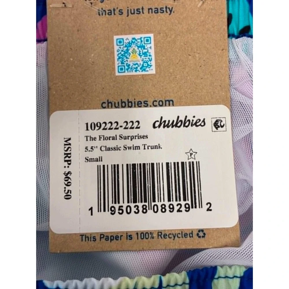 Chubbies Classic Swim Trunks Mens S Blue Tropical Floral 5.5